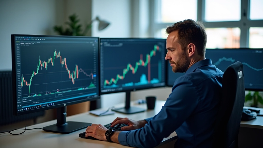 Trader analyzing multiple technical indicators on monitor